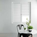 Day & night privacy blind with chain mechanism, polyester, white striped desi...