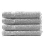 Lot de 4 serviettes invités, 100% coton luxe, liteaux, argenté, 30 x 50 cm
