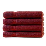 Lot de 4 serviettes de bain, 100% coton luxe, liteaux, bordeaux, 50 x 100 cm