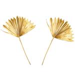 2-piece set of decorative dried palm leaves, gold, 40 x 45 cm