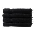 lot de 4 serviettes, 50 x 100 cm, 100% coton luxueux, avec 2 bordures, noir