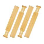 Set of 4 bamboo drawer dividers – drawer insert dividers with tension springs...