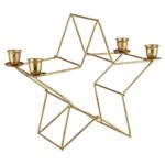 Metal candle holder, star candle stand in gold color, 20 x 12 x 20 cm