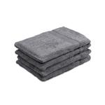 Lot de 4 gants de toilette 100% coton, anthracite, lavettes en éponge avec bo...