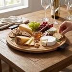 Rotating serving platter made of bamboo, 40x40cm, with metal handle - Practic...