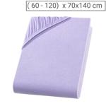 Drap-housse de qualité en jersey pour lit d‘enfant, 100% coton, lilas, 60 x 1...