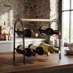 Rastrelliera per vino in metallo & legno per 6 bottiglie – elegante portabott...