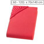 Drap-housse en jersey de qualité pour enfants, 100% coton, rouge, 70 x 140 cm