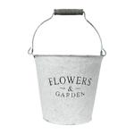 Seau en zinc avec inscription Flowers and Garden – seau décoratif avec anse p...
