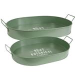 Set di 2 vassoi da portata in metallo, Retro, Verde / Bianco, 39 x 24 x 7 cm