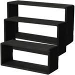 Set di 3 mensole sospese, nero, rettangolare, cubo per mensole