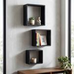 Lot de 3 étagères murales, noir, cubes décoratifs