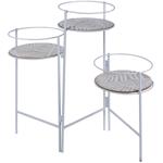 Set supporto per vasi in metallo/legno, set da 3 – bianco/marrone portapiante...