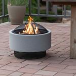 Robust fire bowl made of artificial stone and steel, fire pit with grate can ...