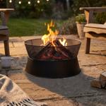 Robusto focolare in acciaio, 57 x 31,5 cm, con elegante griglia - Sicuro foco...