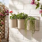 Metal flower pot holder – Wall‑mounted for 3 flower pots – Robust, weather‑re...