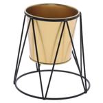 Portafiori in metallo, vaso di fiori in colori nobili, nero, oro