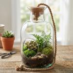 Plant terrarium with cork & rope – bottle garden for a mini garden without a ...