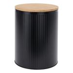 Metal storage jar with bamboo lid, black, cookie jar, Ø 14 x H 17 cm