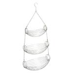 Corbeille à fruits à suspendre à 3 étages, argentée, 70 cm