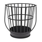 Practical metal fire basket with handle, black, Ø 38 x H 38cm - Mobile fire b...