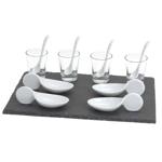 Amuse-Set 13tlg. - Porzellan, Glas & Schieferstein Servier-Set für Appetizer,...