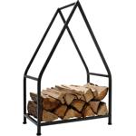 Elegantes Metall Kaminholzregal "Haus" (50x32x80cm): Schwarzer Kaminholzständ...