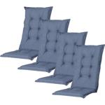 Set of 4 high‑back garden chair cushions – Soft, comfortable padding, cobalt ...