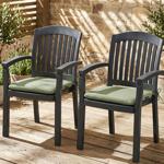Set of 2 chair cushions 46x48 cm green – Comfortable seat cushions for dining...