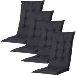 4er-Set Gartenstuhlkissen Hochlehner - Weiche, komfortable Polsterung, schwar...