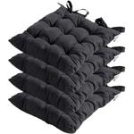 4er-Set Stuhlkissen mit Steppung 46x46 cm Schwarz - Bequeme Sitzkissen für Kü...