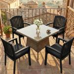 Lot de 4 coussins de chaise 46x48 cm noir – coussins d’assise confortables po...