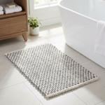 Badmatte 80x50 cm in Grau-Weiss - Weicher Duschvorleger aus Chenille-Gewebe i...