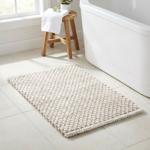 Badmatte 80x50 cm in Beige-Weiss - Weicher Duschvorleger aus Chenille-Gewebe ...
