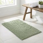 Fluffy bathroom rug 75x45 cm in green – non‑slip shower mat with soft microfi...