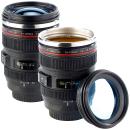 set of 2 camera lens mug, double wall, stainless steel inside, 300 ml