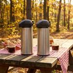 Lot de 2 carafes isothermes en acier inoxydable avec pompe – 1,9 L