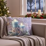 Decorative cushion with candle motif, 2 LEDs, battery powered, 45 x 45 cm