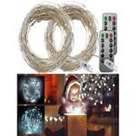 set of 2 USB LED light wire, 100 LEDs, 8 modes, 10 m, daylight white