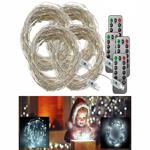 set di 4 cavi luminosi LED USB, 100 LED, 8 modalità, 10 m, bianco luce diurna